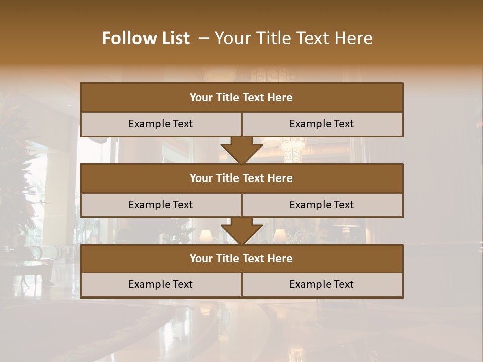 Large Interior With High Ceiling And Posh Chandeliers PowerPoint Template