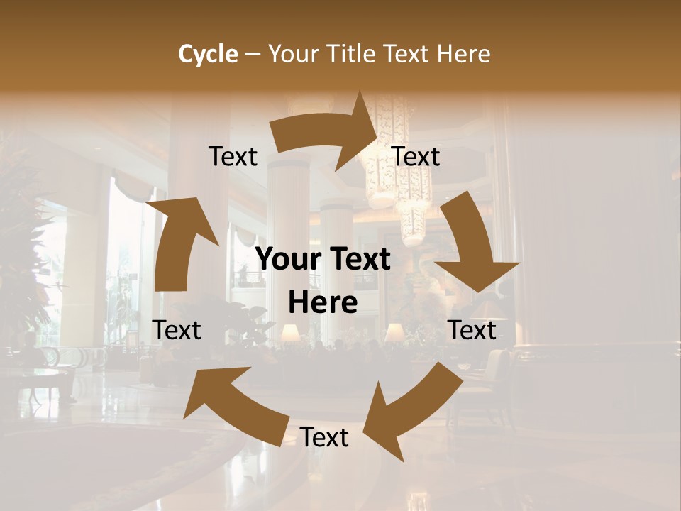 Large Interior With High Ceiling And Posh Chandeliers PowerPoint Template