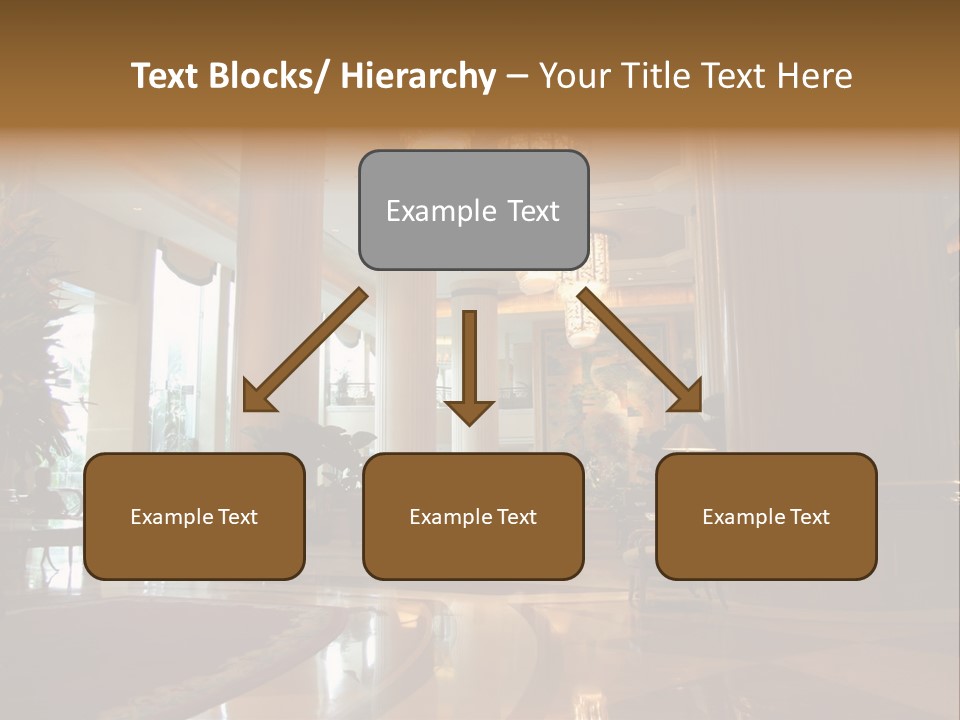 Large Interior With High Ceiling And Posh Chandeliers PowerPoint Template
