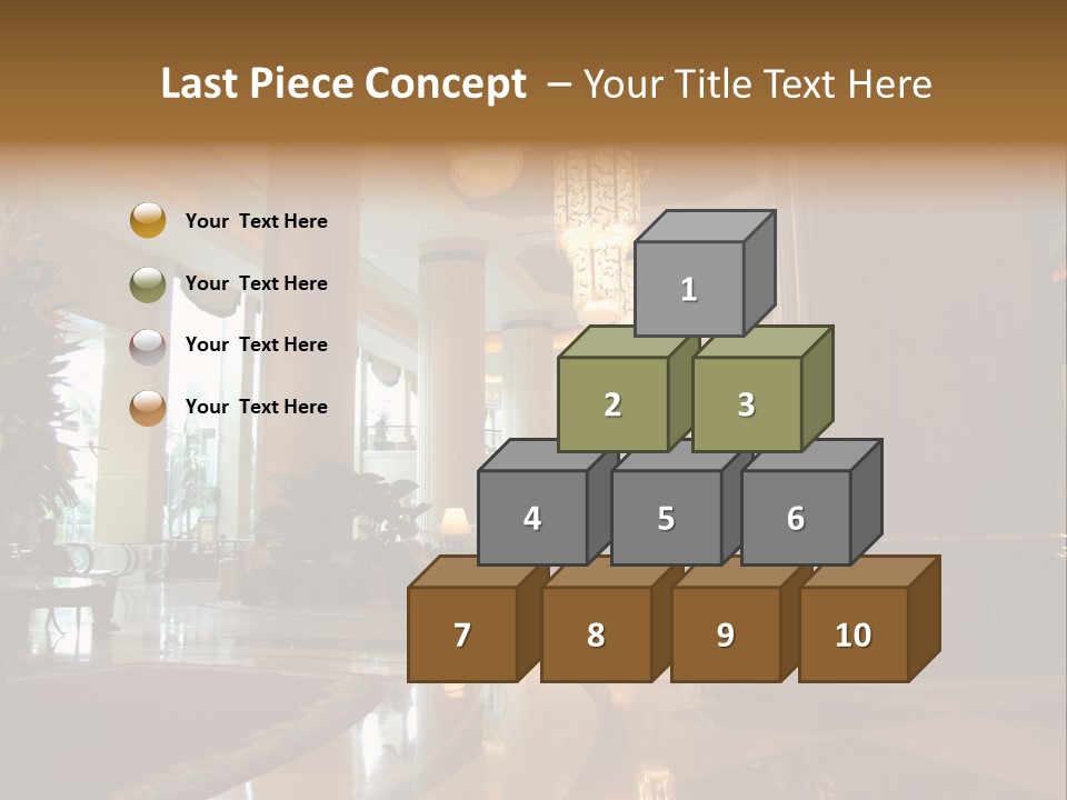 Large Interior With High Ceiling And Posh Chandeliers PowerPoint Template