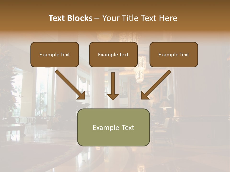 Large Interior With High Ceiling And Posh Chandeliers PowerPoint Template