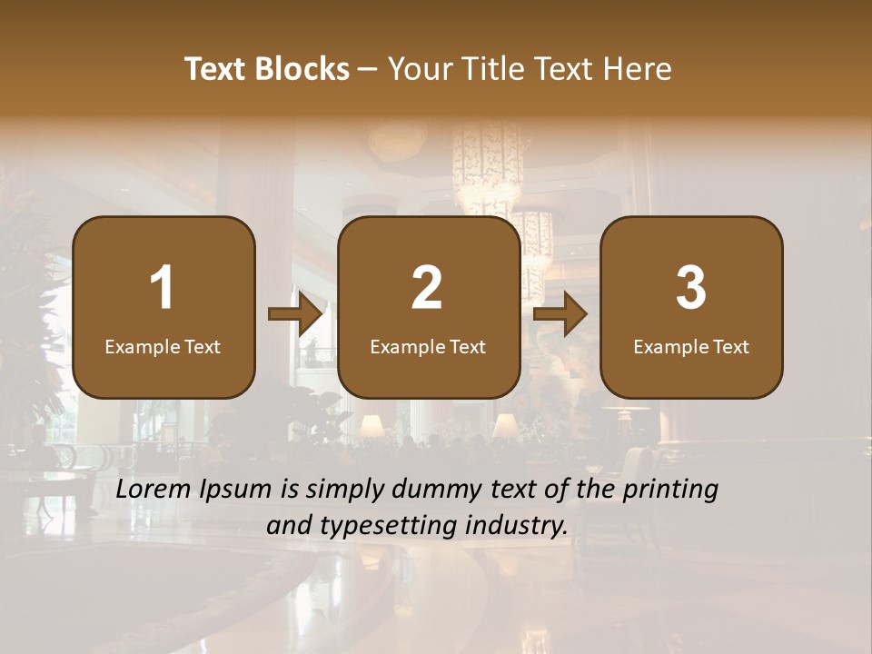 Large Interior With High Ceiling And Posh Chandeliers PowerPoint Template