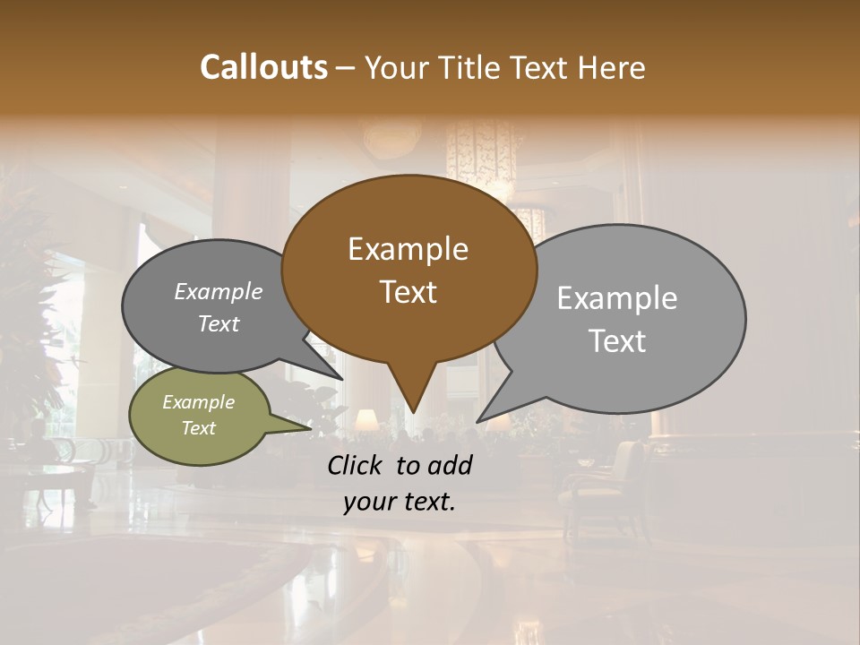 Large Interior With High Ceiling And Posh Chandeliers PowerPoint Template