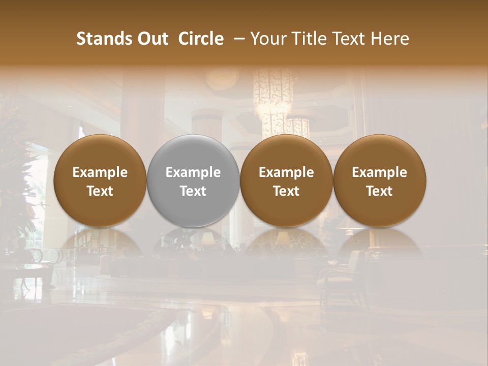 Large Interior With High Ceiling And Posh Chandeliers PowerPoint Template