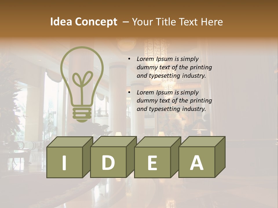 Large Interior With High Ceiling And Posh Chandeliers PowerPoint Template