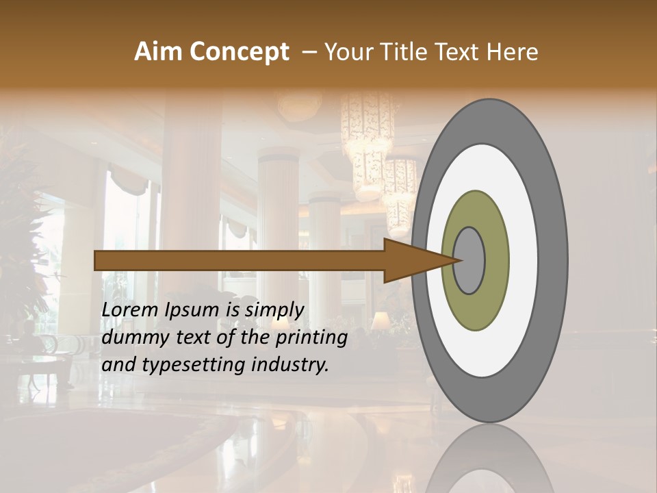 Large Interior With High Ceiling And Posh Chandeliers PowerPoint Template