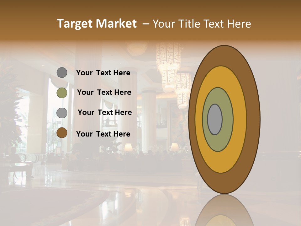 Large Interior With High Ceiling And Posh Chandeliers PowerPoint Template