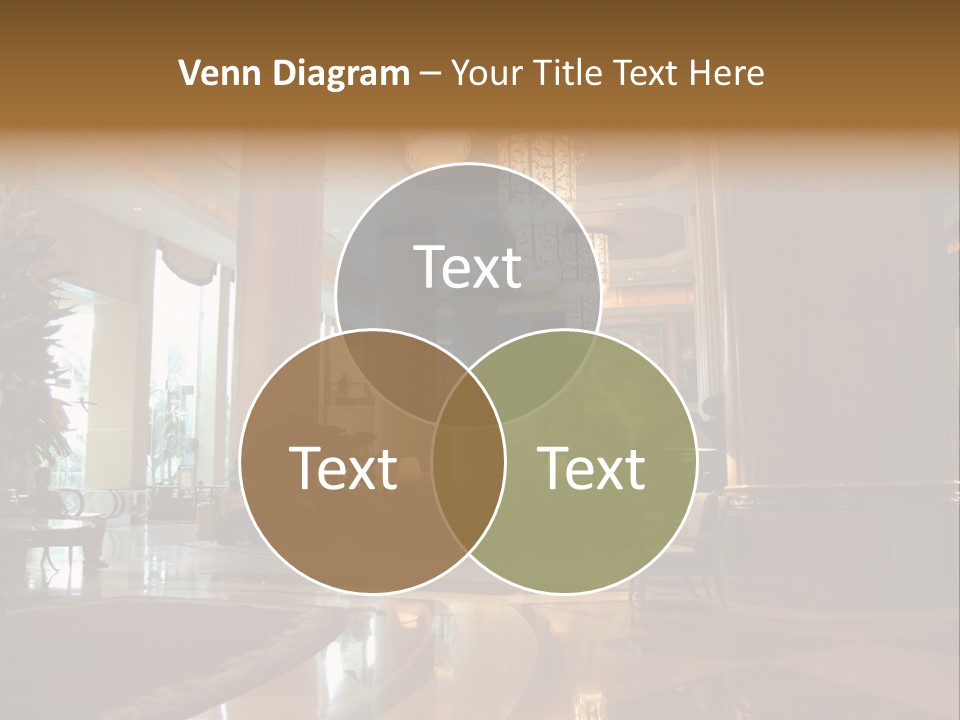 Large Interior With High Ceiling And Posh Chandeliers PowerPoint Template