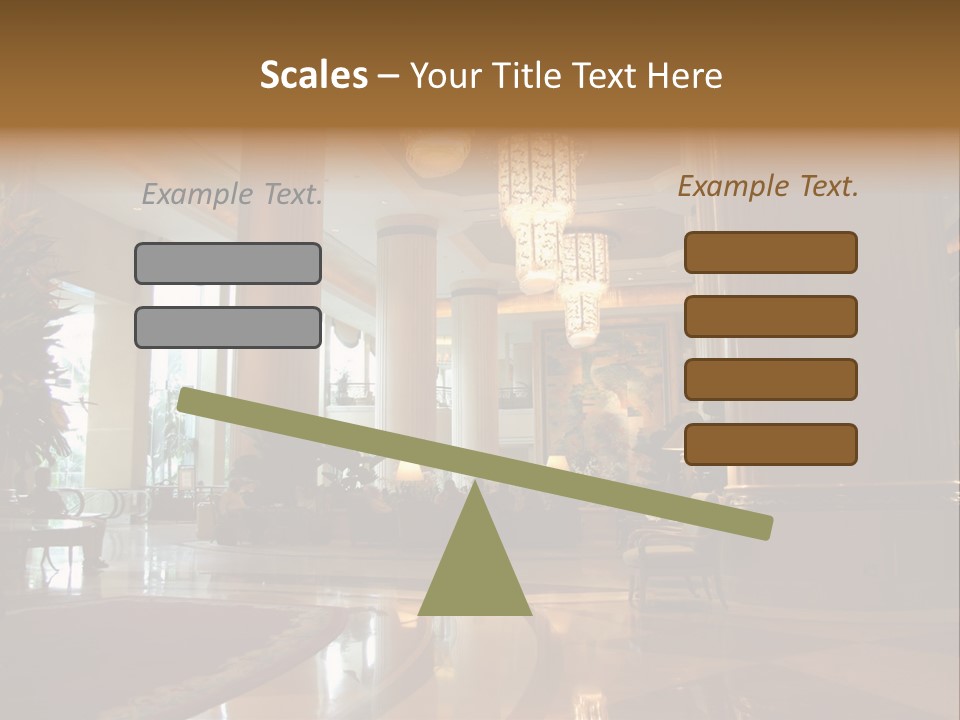 Large Interior With High Ceiling And Posh Chandeliers PowerPoint Template