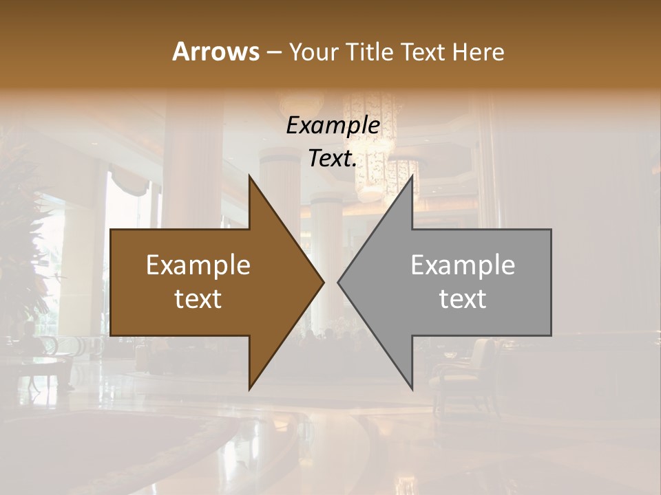 Large Interior With High Ceiling And Posh Chandeliers PowerPoint Template