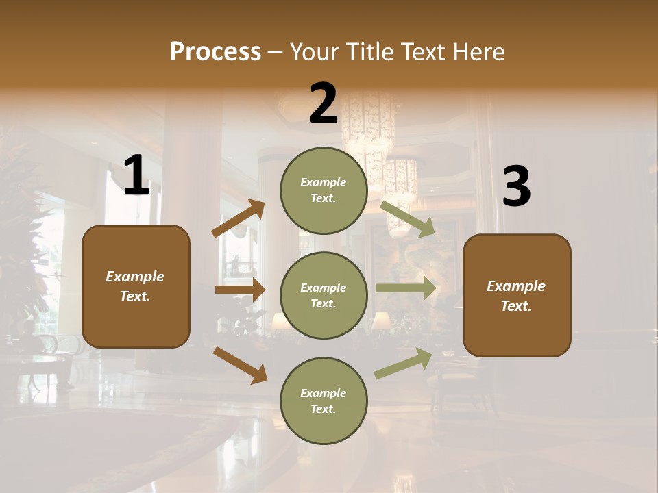 Large Interior With High Ceiling And Posh Chandeliers PowerPoint Template