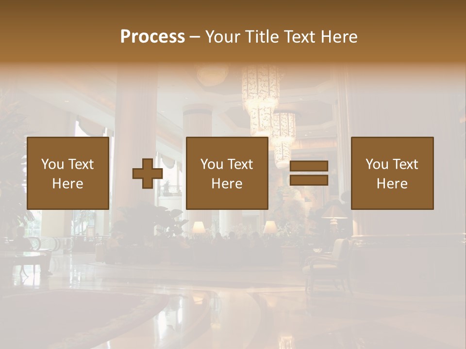 Large Interior With High Ceiling And Posh Chandeliers PowerPoint Template