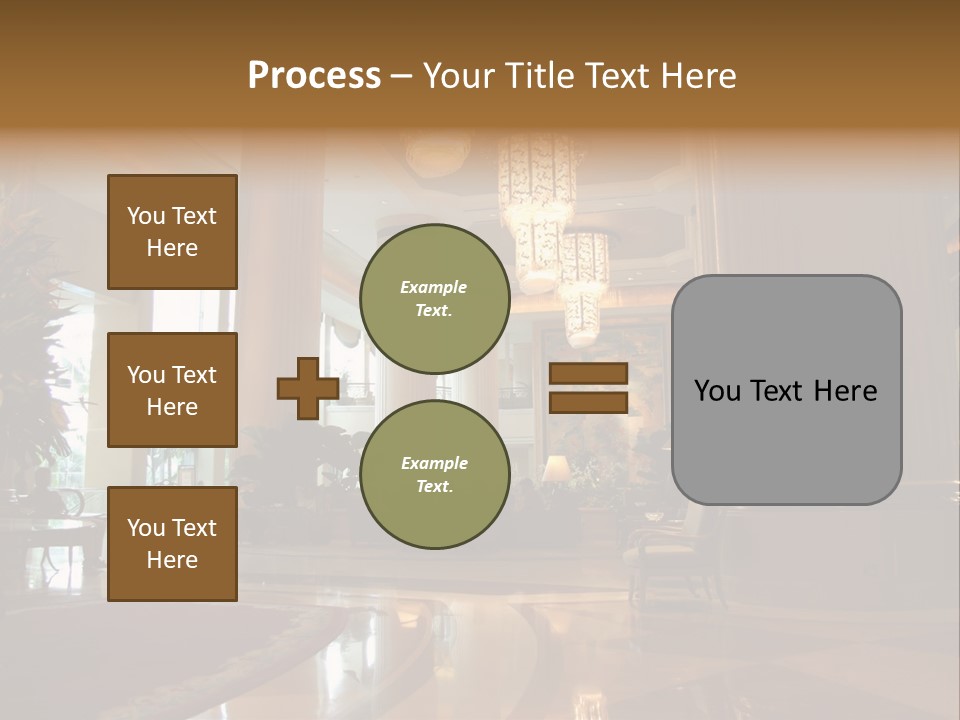 Large Interior With High Ceiling And Posh Chandeliers PowerPoint Template