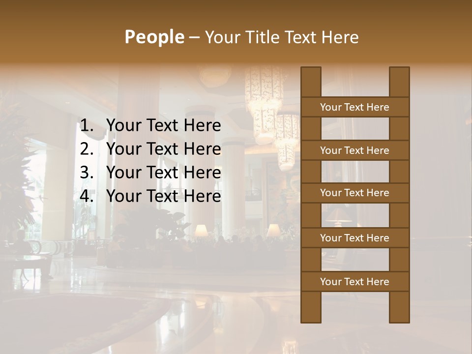 Large Interior With High Ceiling And Posh Chandeliers PowerPoint Template