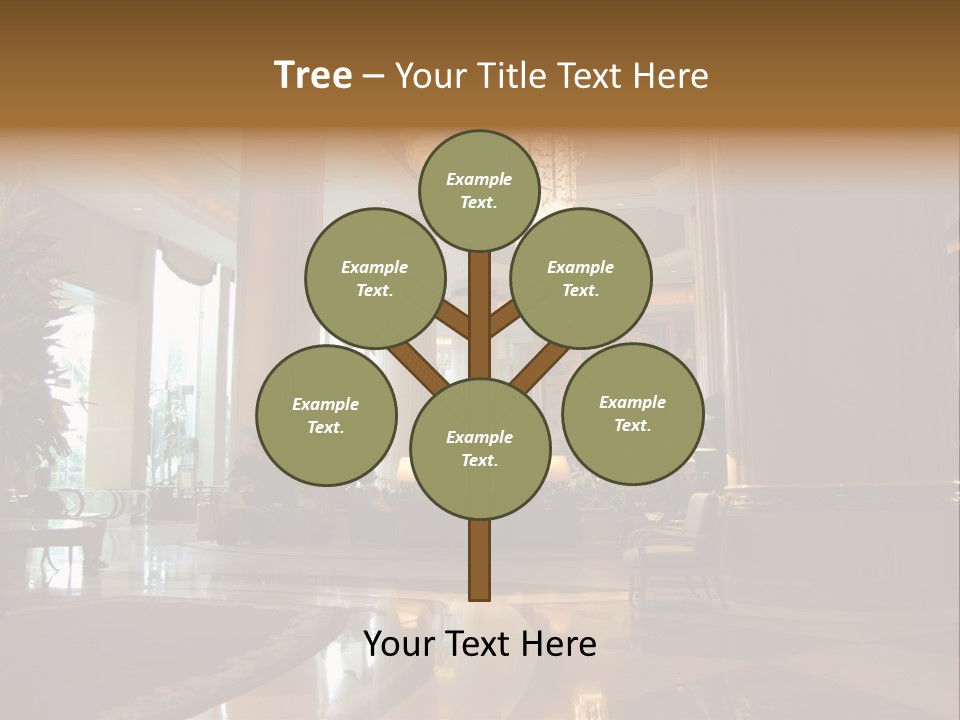 Large Interior With High Ceiling And Posh Chandeliers PowerPoint Template