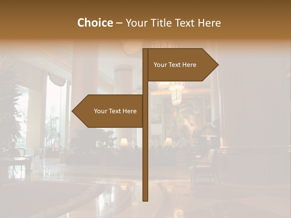 Large Interior With High Ceiling And Posh Chandeliers PowerPoint Template