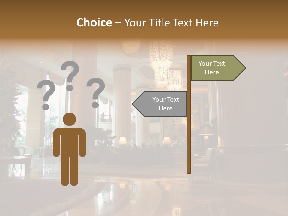 Large Interior With High Ceiling And Posh Chandeliers PowerPoint Template