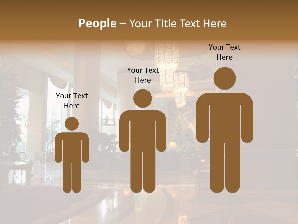 Large Interior With High Ceiling And Posh Chandeliers PowerPoint Template