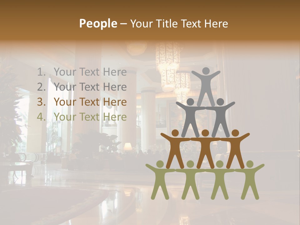 Large Interior With High Ceiling And Posh Chandeliers PowerPoint Template