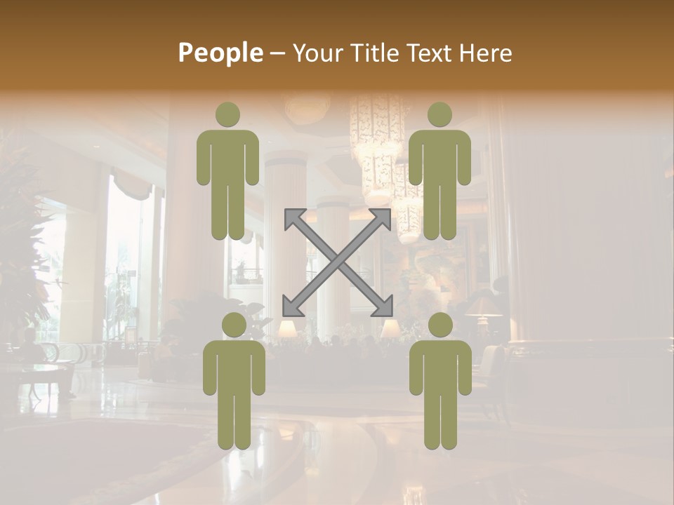 Large Interior With High Ceiling And Posh Chandeliers PowerPoint Template