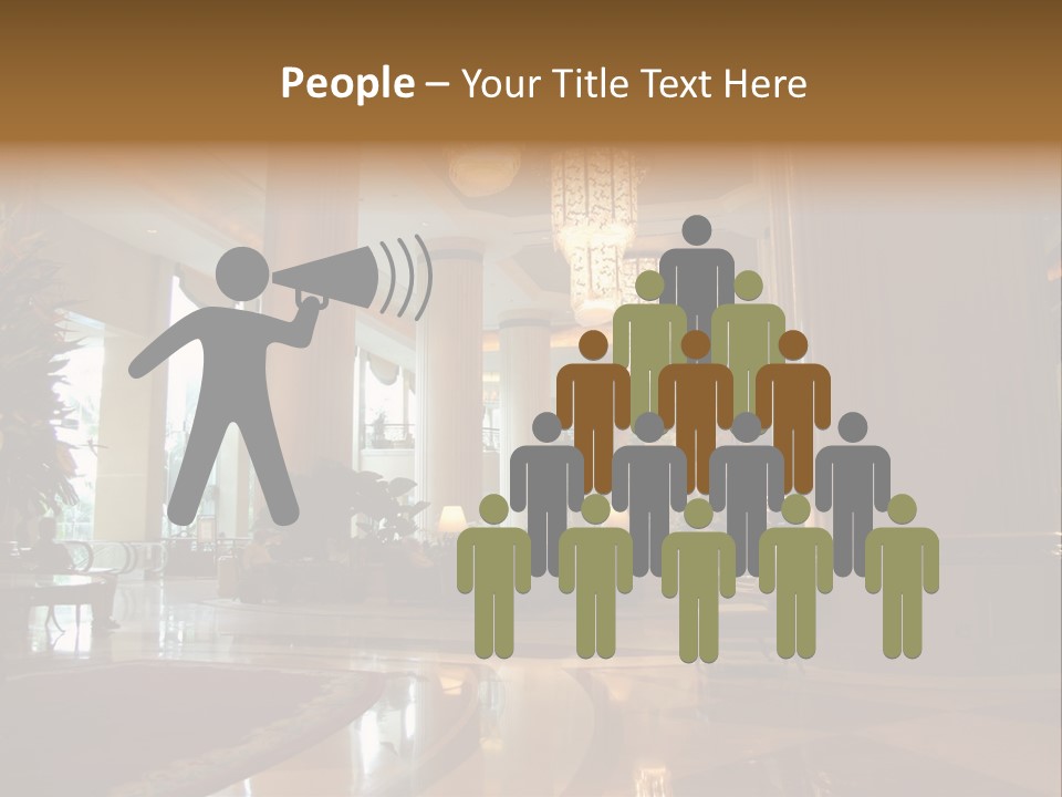 Large Interior With High Ceiling And Posh Chandeliers PowerPoint Template