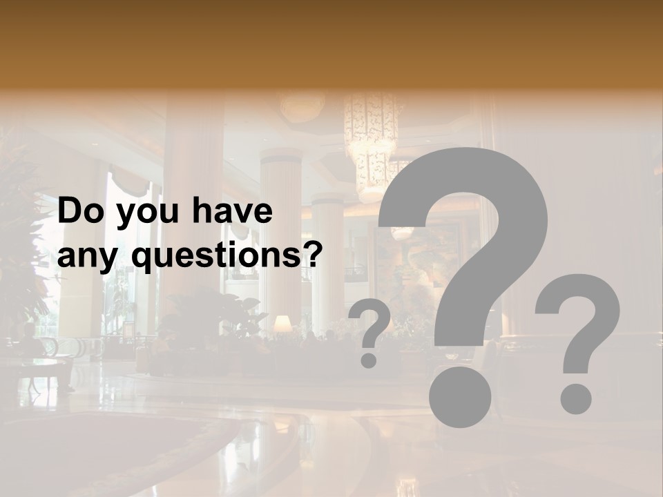 Large Interior With High Ceiling And Posh Chandeliers PowerPoint Template