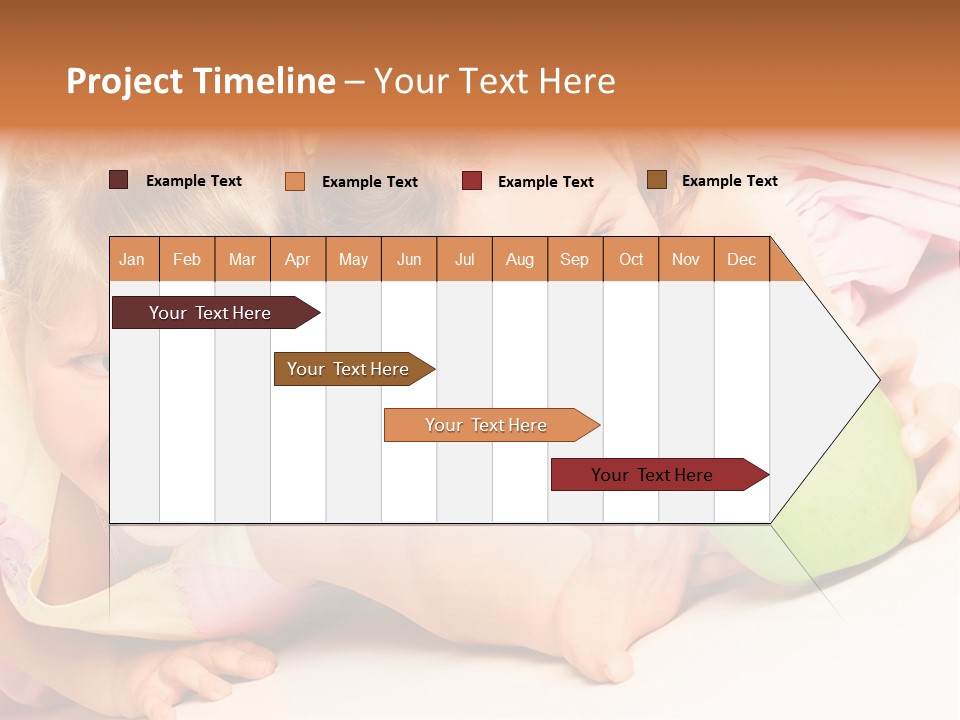Two Beautiful Children Struggle For Apple Over White PowerPoint Template