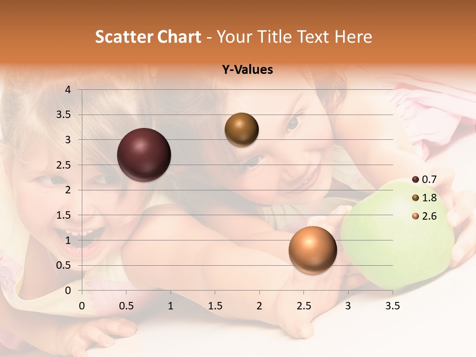 Two Beautiful Children Struggle For Apple Over White PowerPoint Template