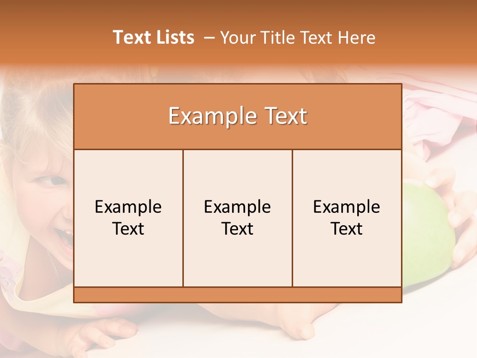Two Beautiful Children Struggle For Apple Over White PowerPoint Template