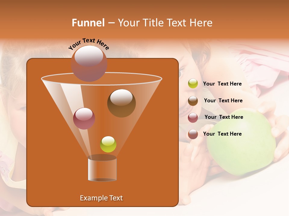 Two Beautiful Children Struggle For Apple Over White PowerPoint Template