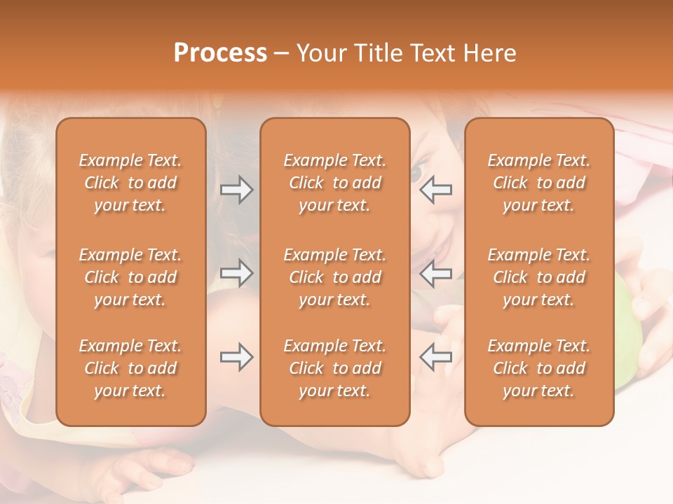Two Beautiful Children Struggle For Apple Over White PowerPoint Template