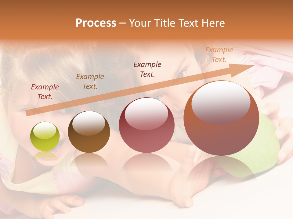 Two Beautiful Children Struggle For Apple Over White PowerPoint Template