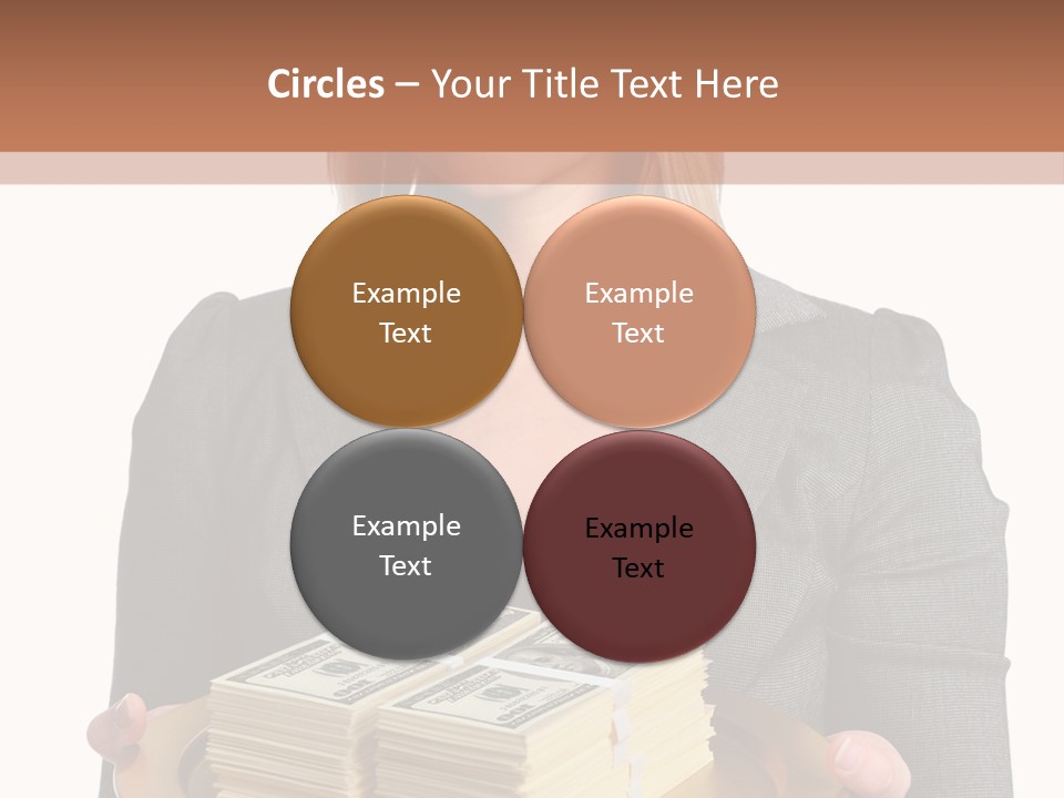 Beautiful Young Woman With Money On A Platter PowerPoint Template