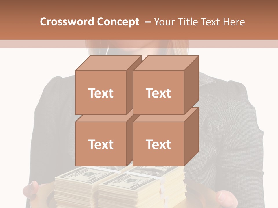 Beautiful Young Woman With Money On A Platter PowerPoint Template