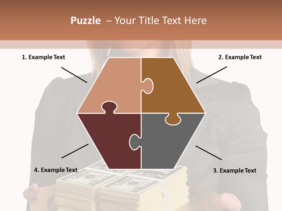 Beautiful Young Woman With Money On A Platter PowerPoint Template