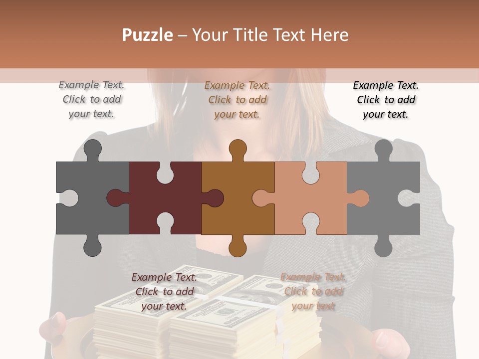 Beautiful Young Woman With Money On A Platter PowerPoint Template