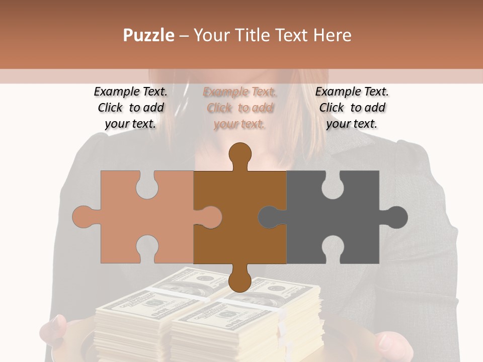 Beautiful Young Woman With Money On A Platter PowerPoint Template