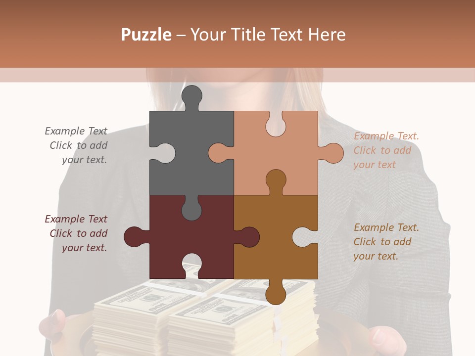 Beautiful Young Woman With Money On A Platter PowerPoint Template