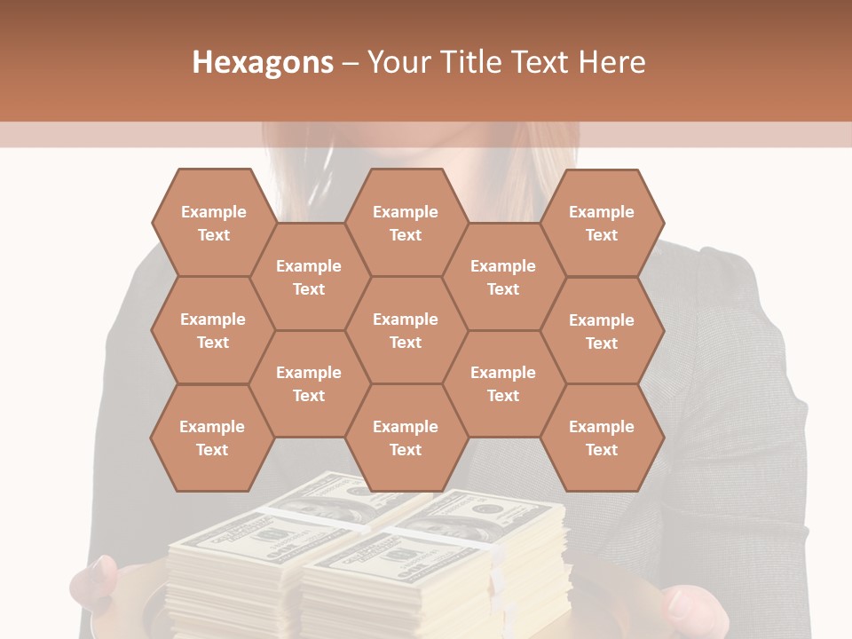 Beautiful Young Woman With Money On A Platter PowerPoint Template