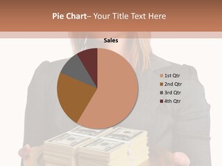 Beautiful Young Woman With Money On A Platter PowerPoint Template