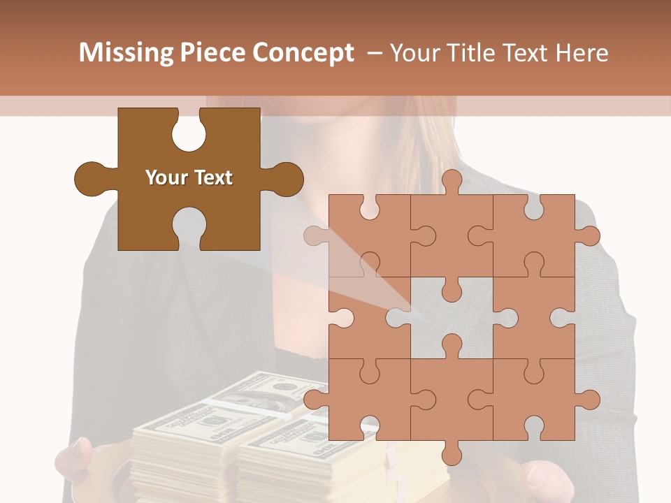 Beautiful Young Woman With Money On A Platter PowerPoint Template