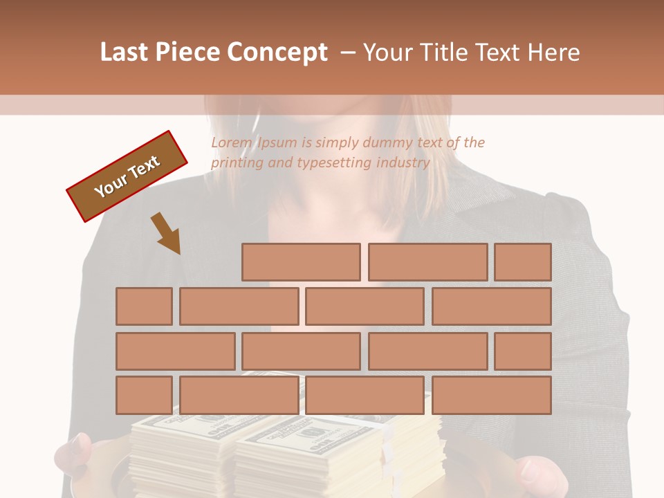 Beautiful Young Woman With Money On A Platter PowerPoint Template