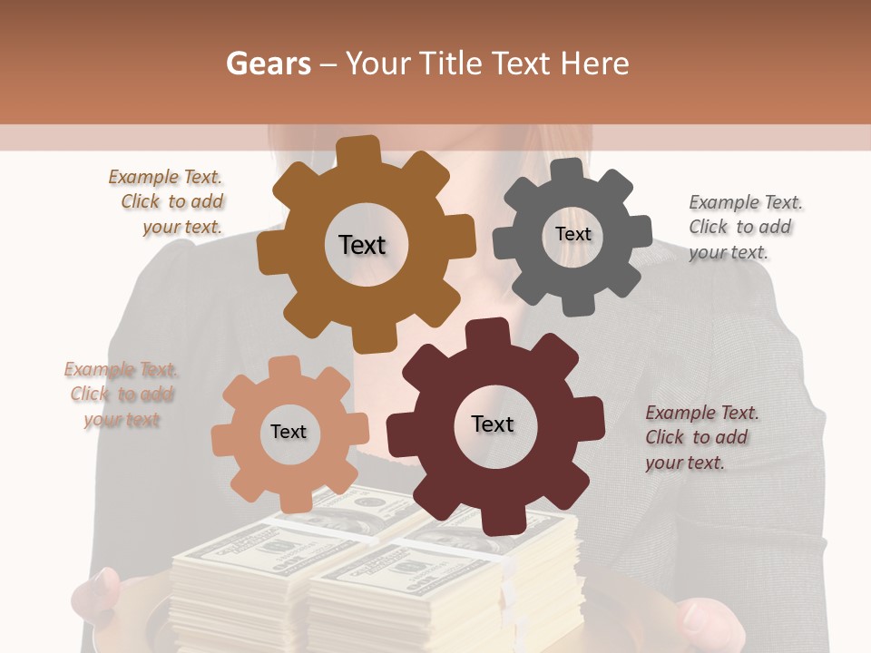 Beautiful Young Woman With Money On A Platter PowerPoint Template