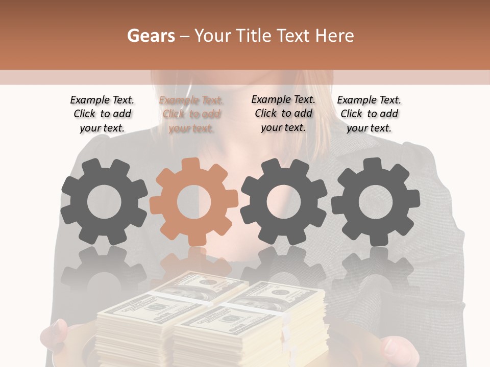 Beautiful Young Woman With Money On A Platter PowerPoint Template