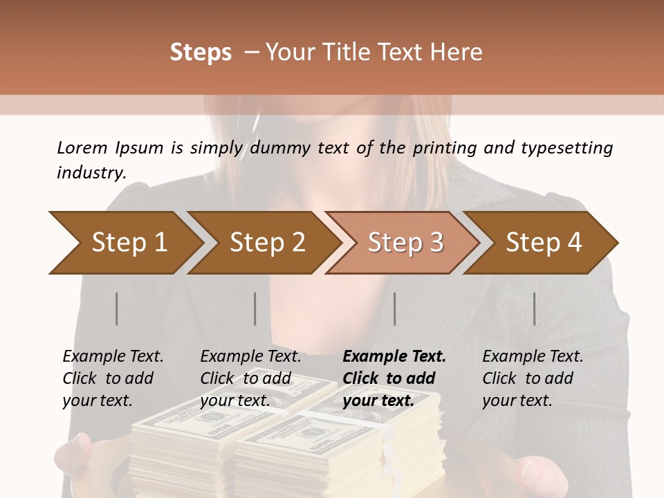 Beautiful Young Woman With Money On A Platter PowerPoint Template