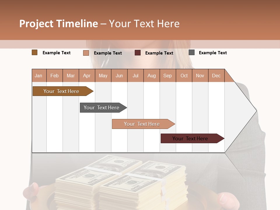 Beautiful Young Woman With Money On A Platter PowerPoint Template