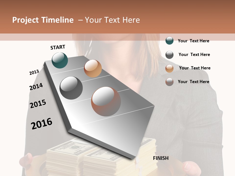 Beautiful Young Woman With Money On A Platter PowerPoint Template