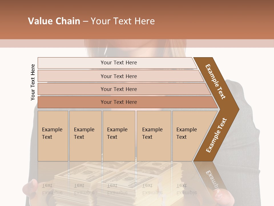 Beautiful Young Woman With Money On A Platter PowerPoint Template