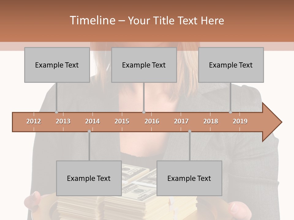 Beautiful Young Woman With Money On A Platter PowerPoint Template