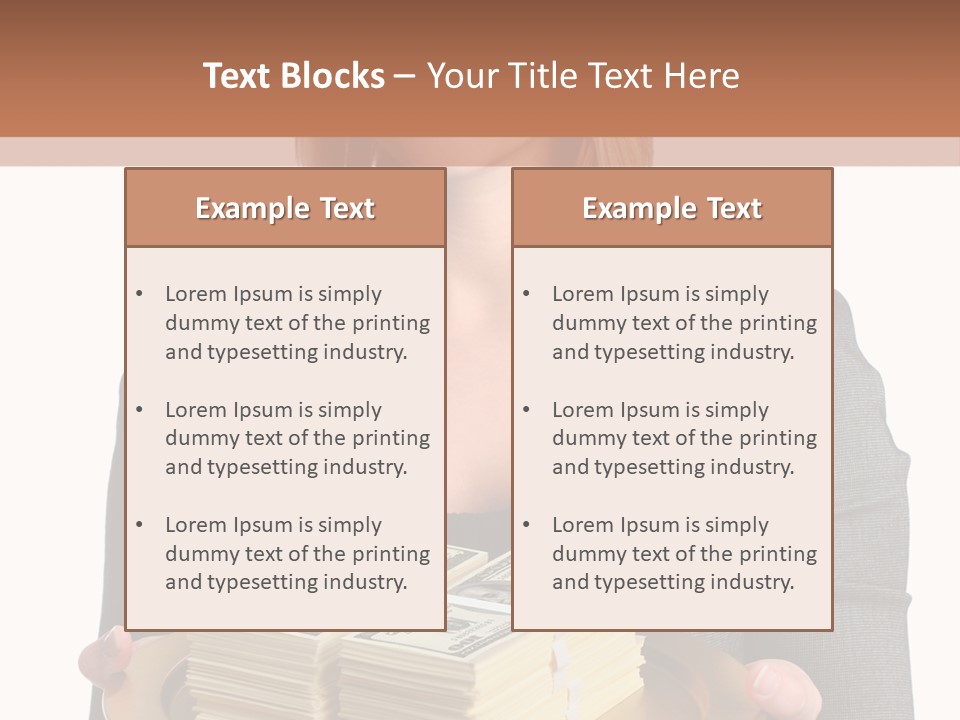 Beautiful Young Woman With Money On A Platter PowerPoint Template